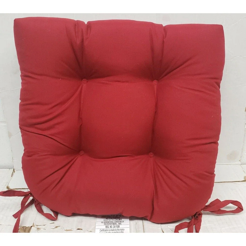 Set of 2 Thick Reversible Cushion Chair Pads w/ties(15x15